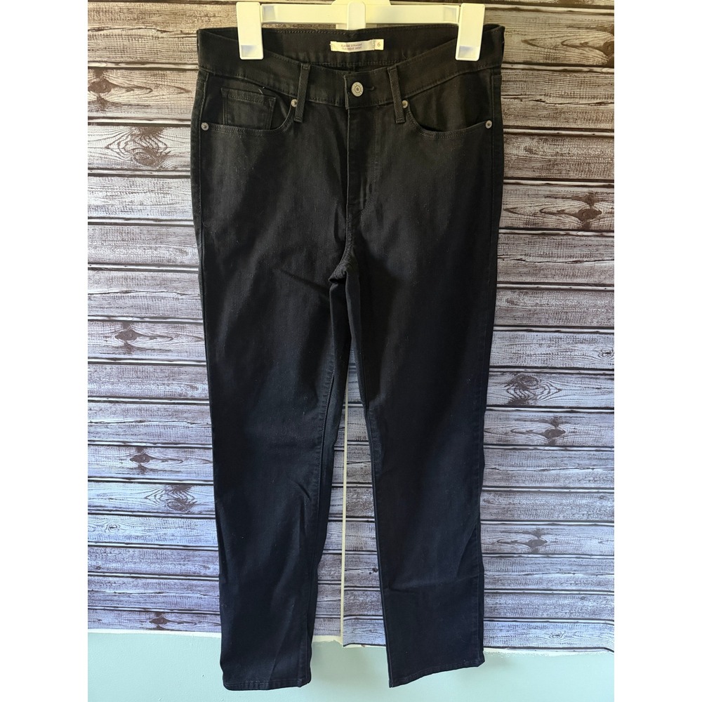 Levi's Women's Classic Straight Leg Jeans Size 6L W28 L32 Black Denim Stretch